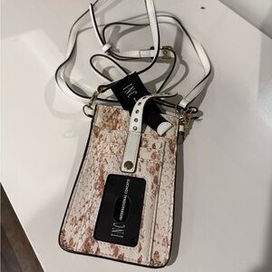 INC International Concepts White and Brown Crossbody Bag